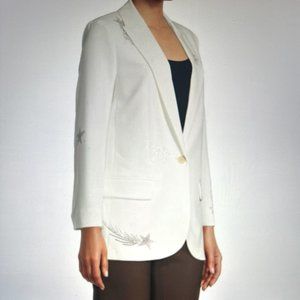 Zadig & Voltaire Viva Shooting Strass Blazer Jacket Cream Sz 34/ 2 US- $578